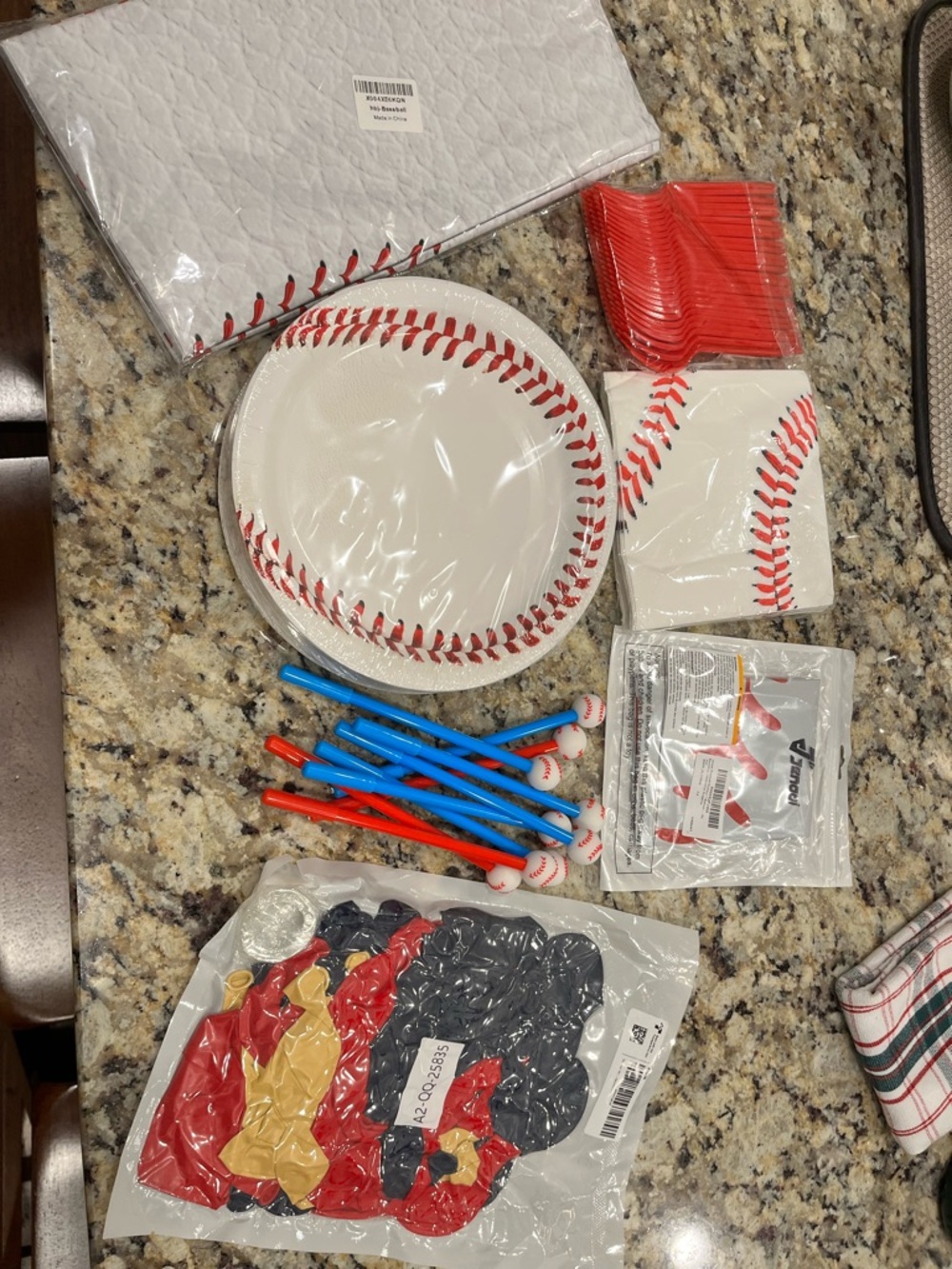 Baseball Party Supplies Kit - Red & White